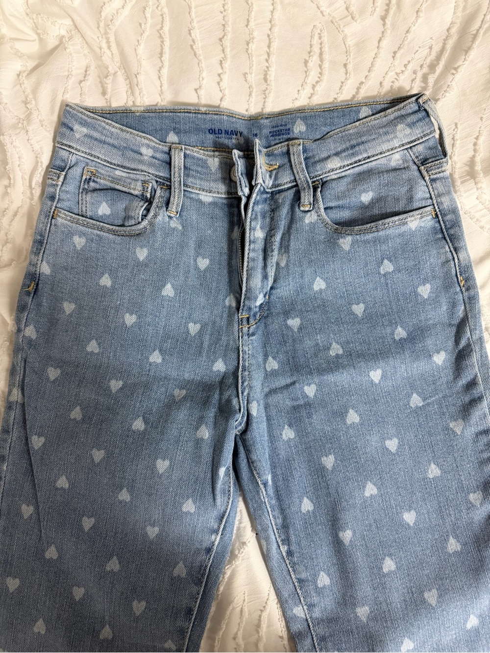 Old Navy Light Blue Heart-Print High-Rise Women's Jeans